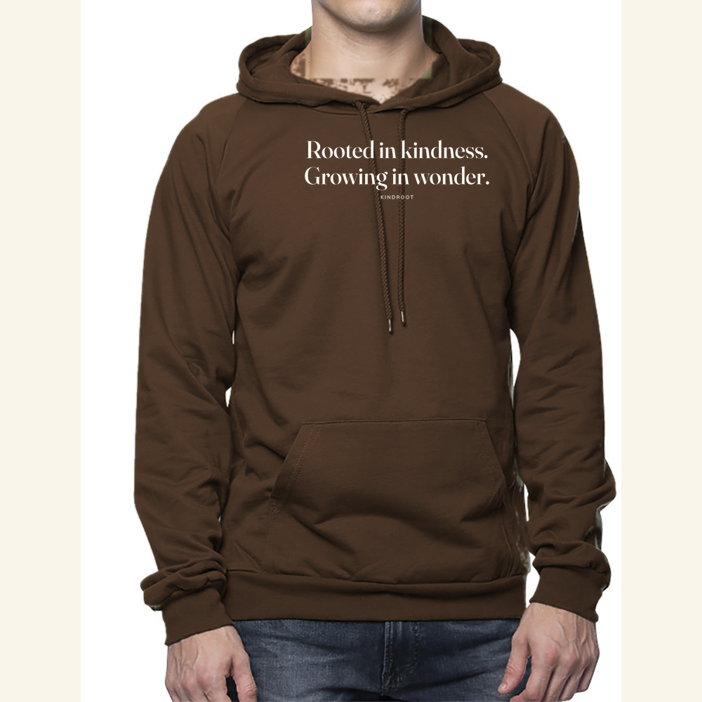 Rooted in kindness. Growing in wonder. — hoodie adult Bark