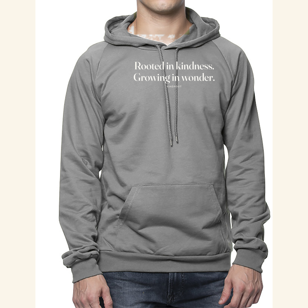 Rooted in kindness. Growing in wonder. — hoodie adult Slate
