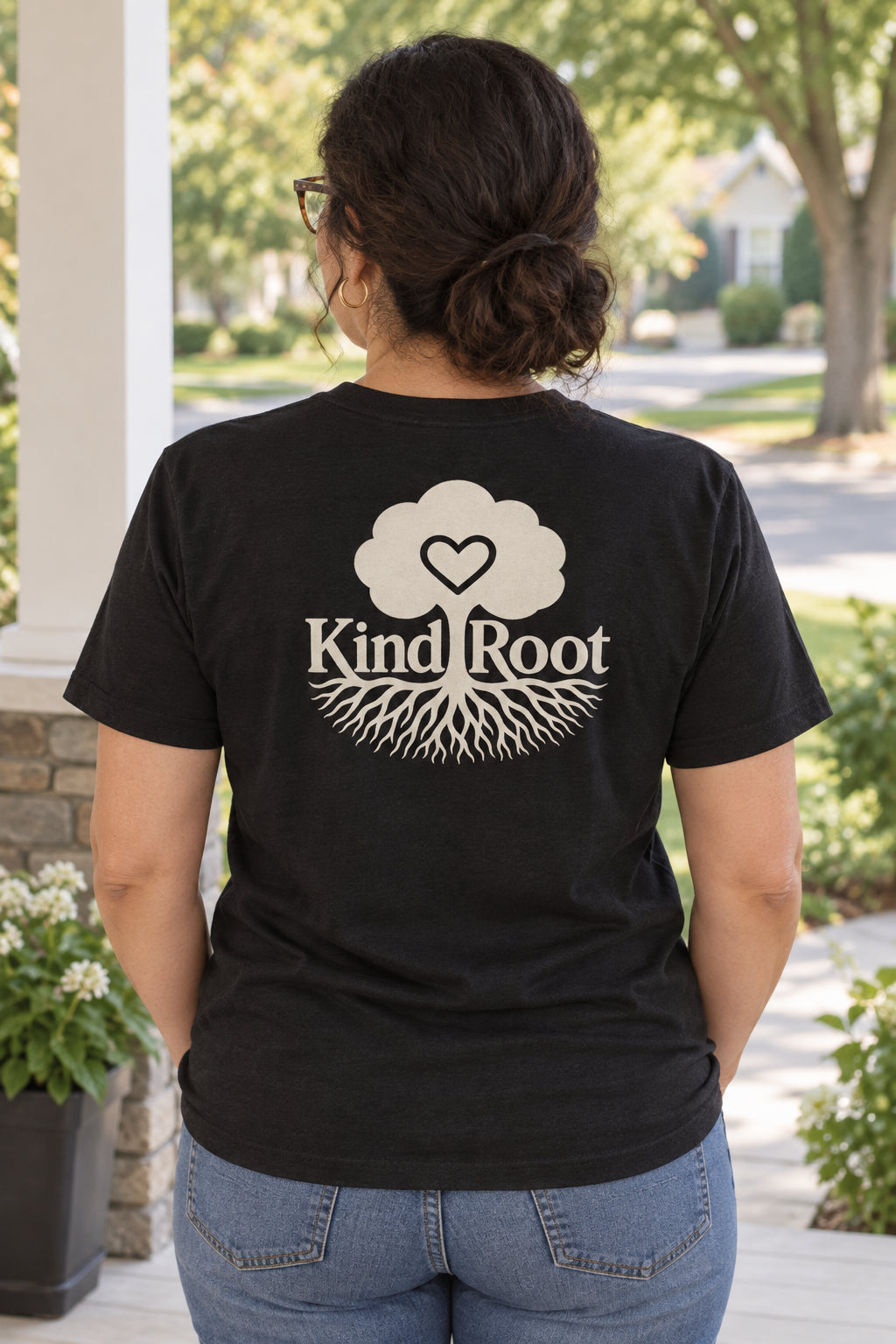KindRoot logo on the back of the Night unisex organic cotton tee