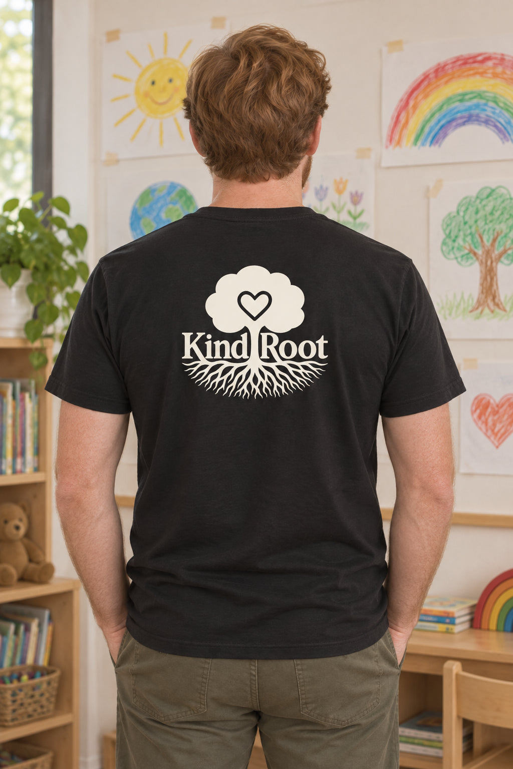 KindRoot logo on the back of the Night unisex organic cotton tee
