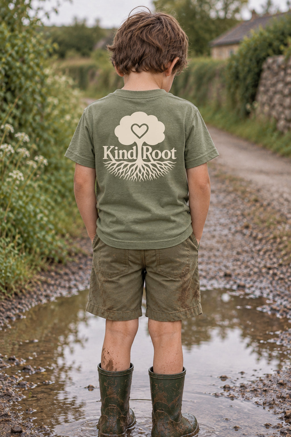 KindRoot logo on the back of the Avocado kids organic cotton tee