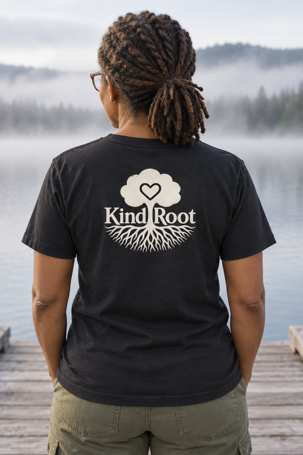 KindRoot logo on the back of the Night unisex organic cotton tee