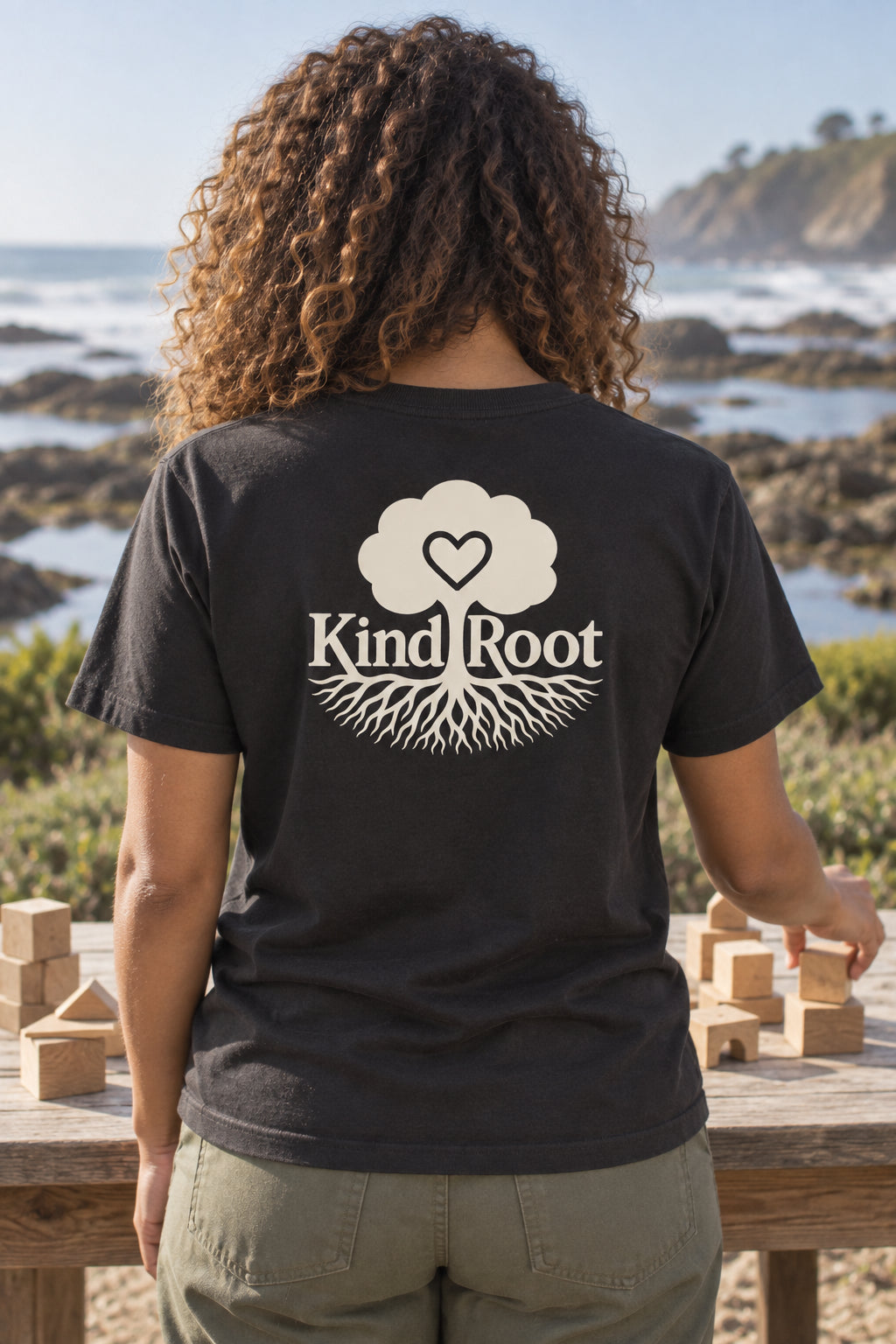 KindRoot logo on the back of the Night unisex organic cotton tee