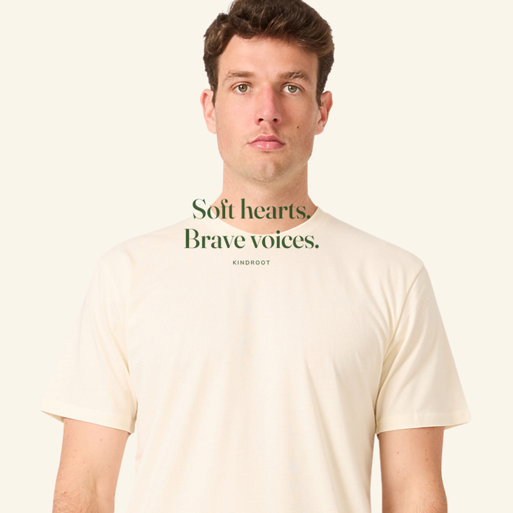 Soft hearts. Brave voices. — tee adult Natural